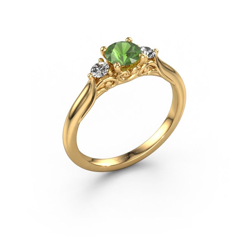 Verlobungsring Laurian RND 585 Gold Turmalin grün 5 mm