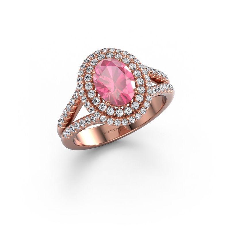 Engagement ring Elvie OVL 585 rose gold pink sapphire 8x6 mm