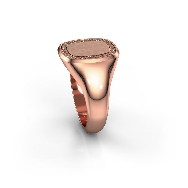 Image of Men's ring floris cushion 3<br/>585 rose gold<br/>Brown diamond 0.225 crt