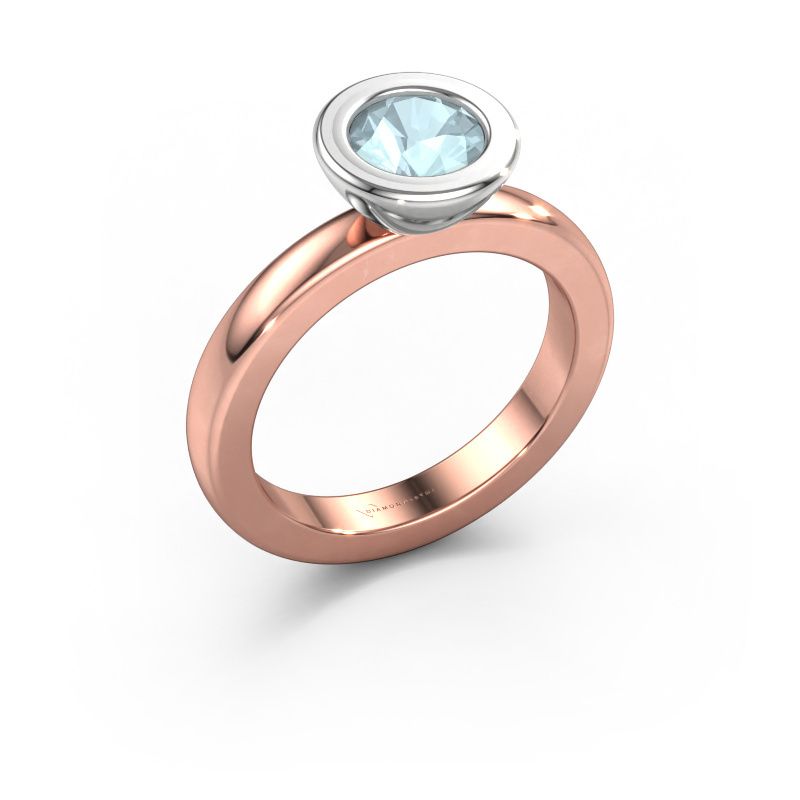 Stapelring Eloise Round 585 rosé goud aquamarijn 6 mm