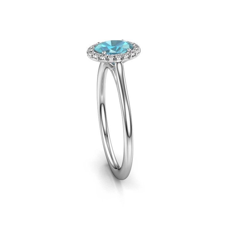 Image of Engagement ring seline ovl 1<br/>950 platinum<br/>Blue topaz 6x4 mm