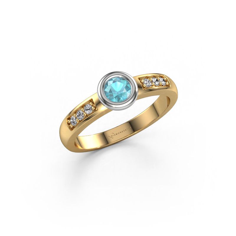 Verlobungsring Lieke 585 Gold Blau Topas 4 mm