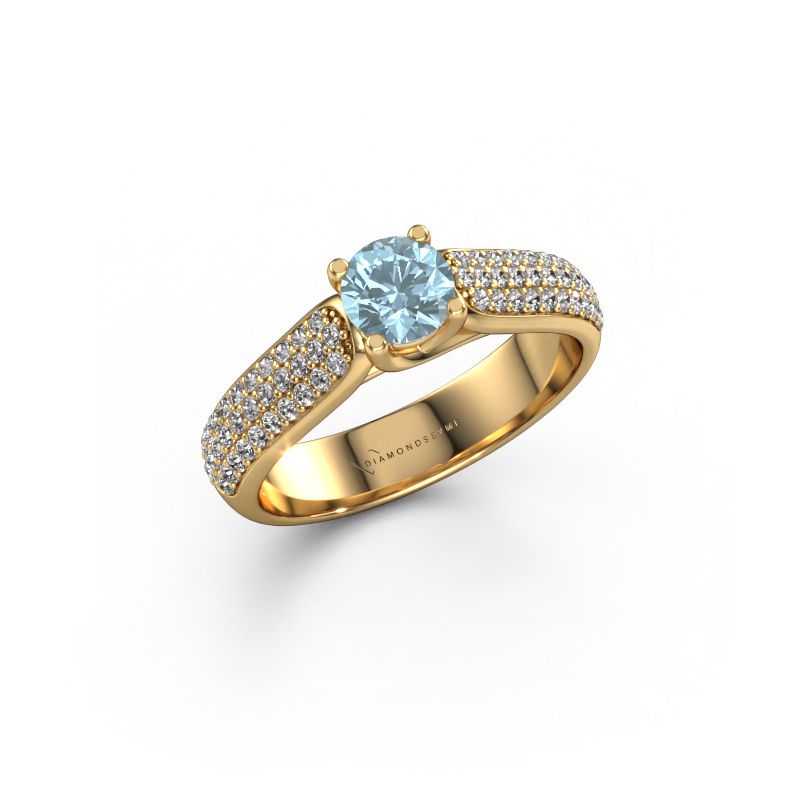 Engagement ring Leoness 585 gold blue lab grown diamond 5 mm