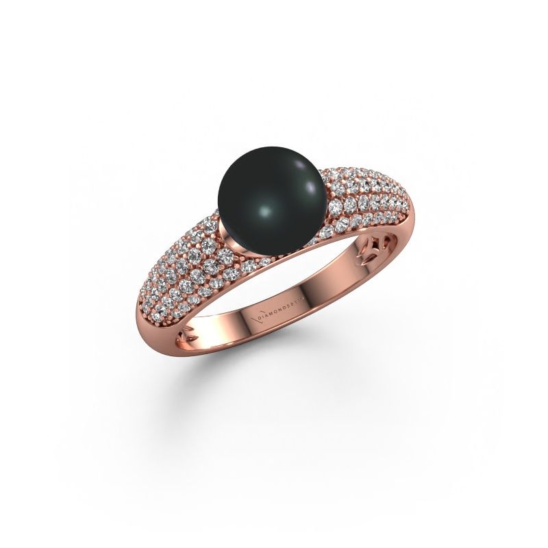 Bague Anisa 585 or rose perle noire 7 mm