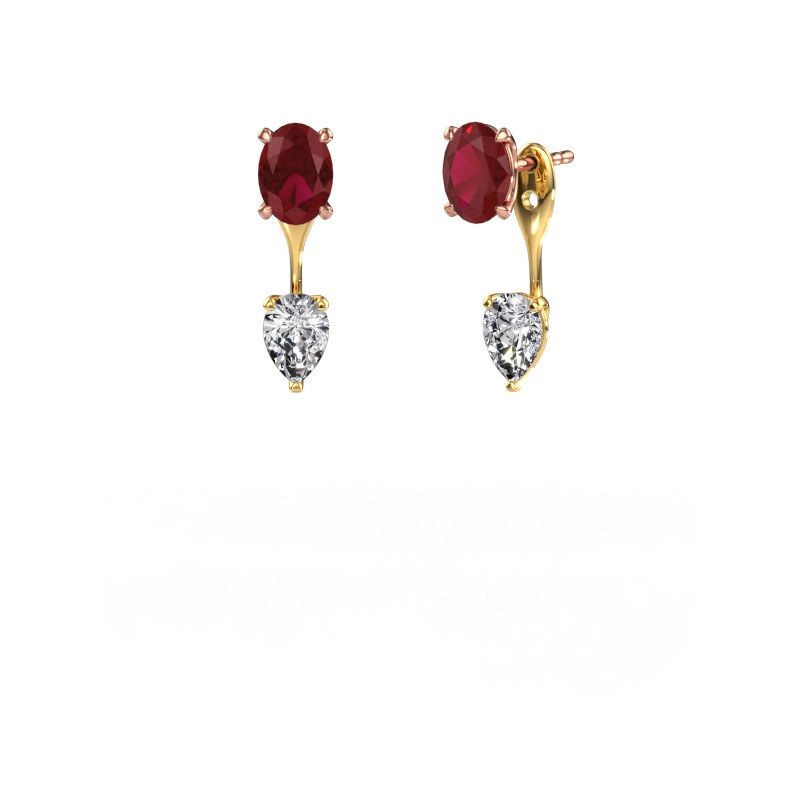 Drop earrings Kate OVL-PER 585 rose gold ruby 7x5 mm