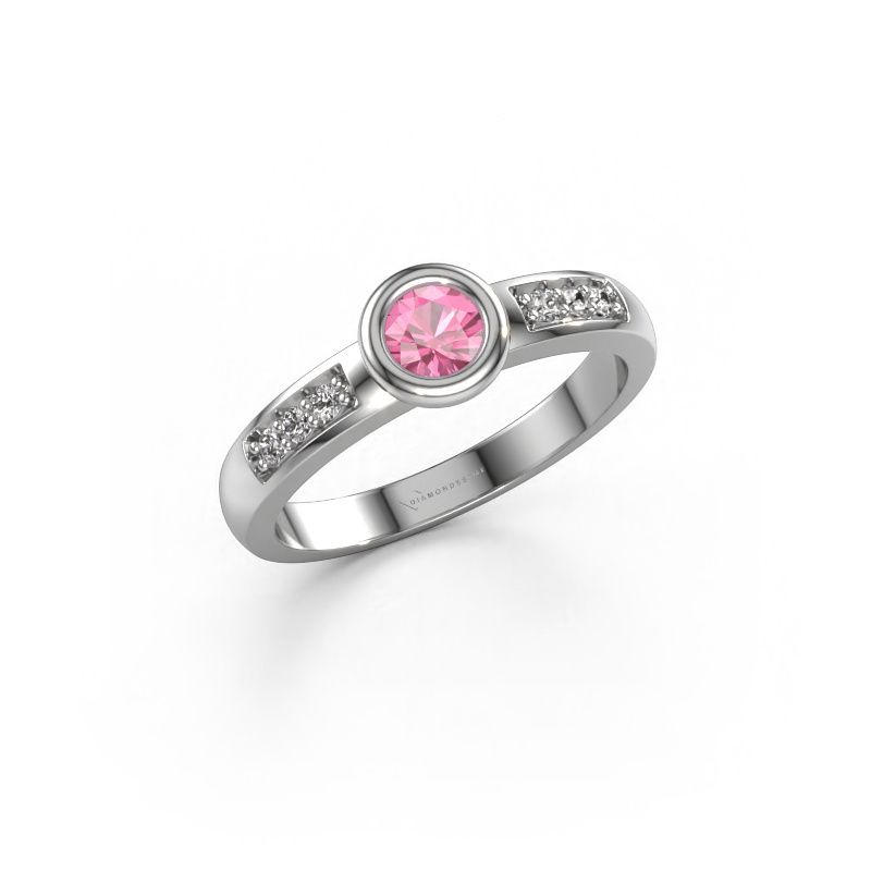 Engagement ring Lieke 585 white gold pink sapphire 4 mm