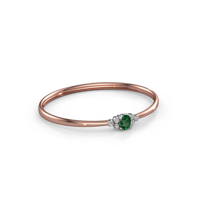 Bangle Lucy 585 rose gold emerald 8x6 mm