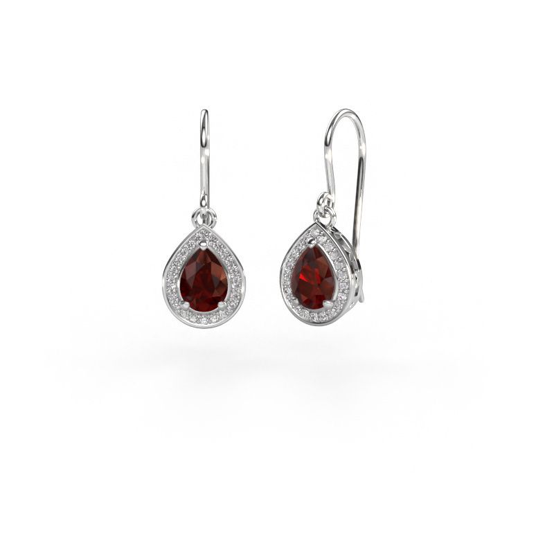 Pendants d'oreilles Beverlee 1 585 or blanc grenat 7x5 mm