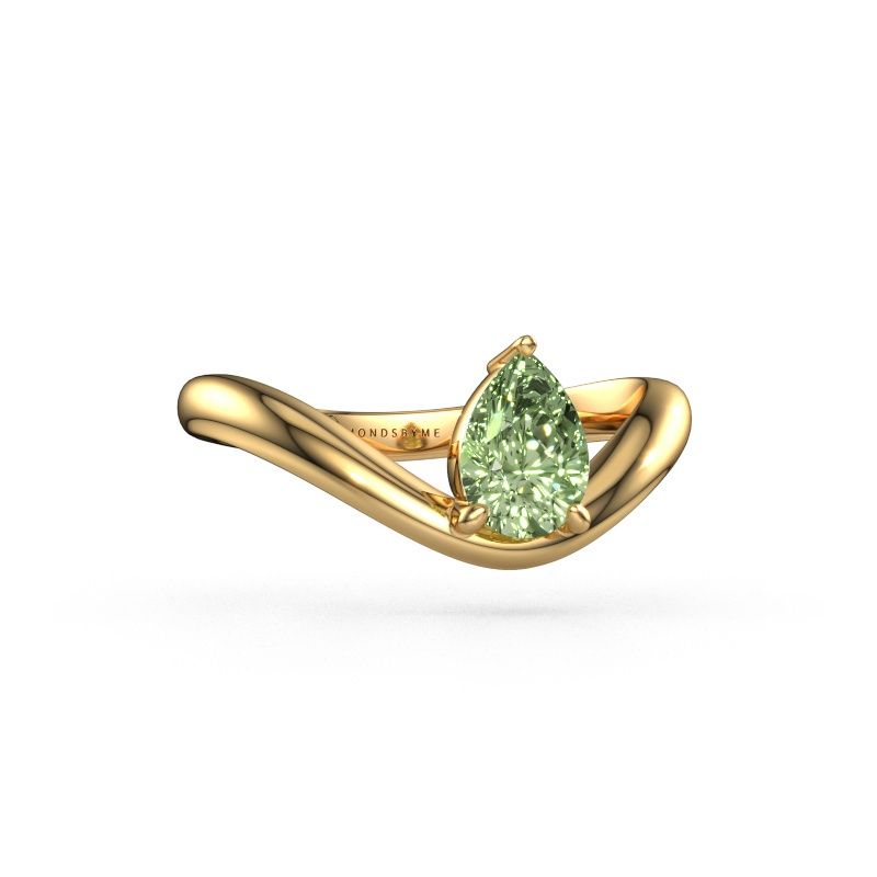 Engagement ring Femke PER 585 gold green lab grown diamond 7x5 mm
