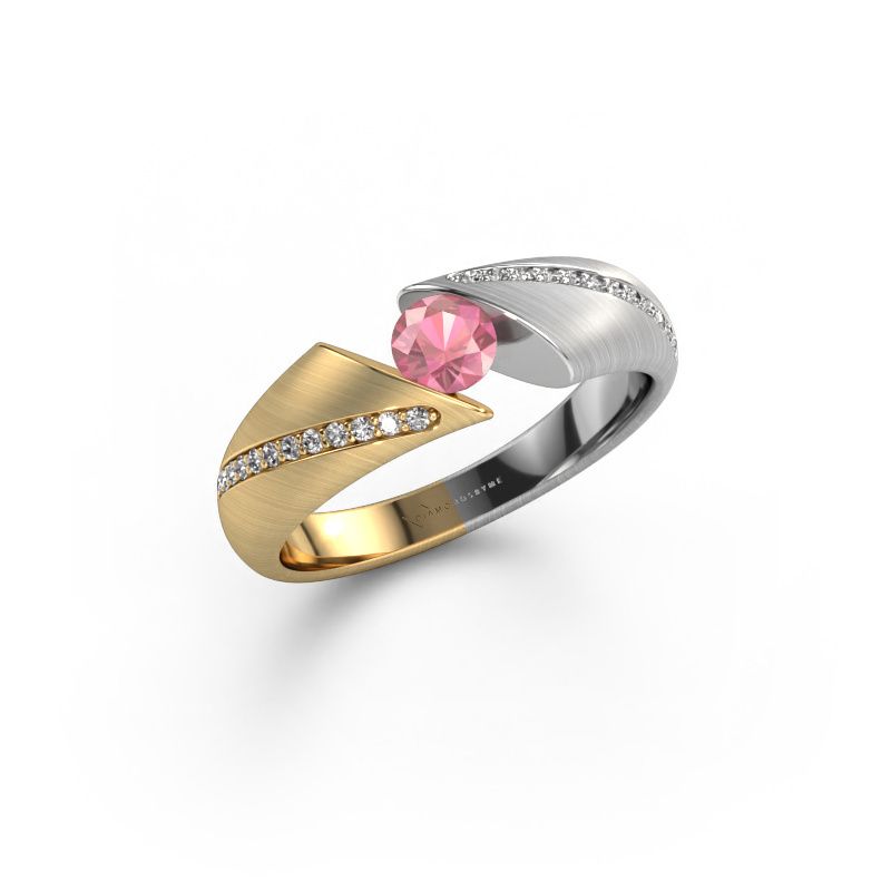 Engagement ring Hojalien 2 585 gold tourmaline pink 4.2 mm