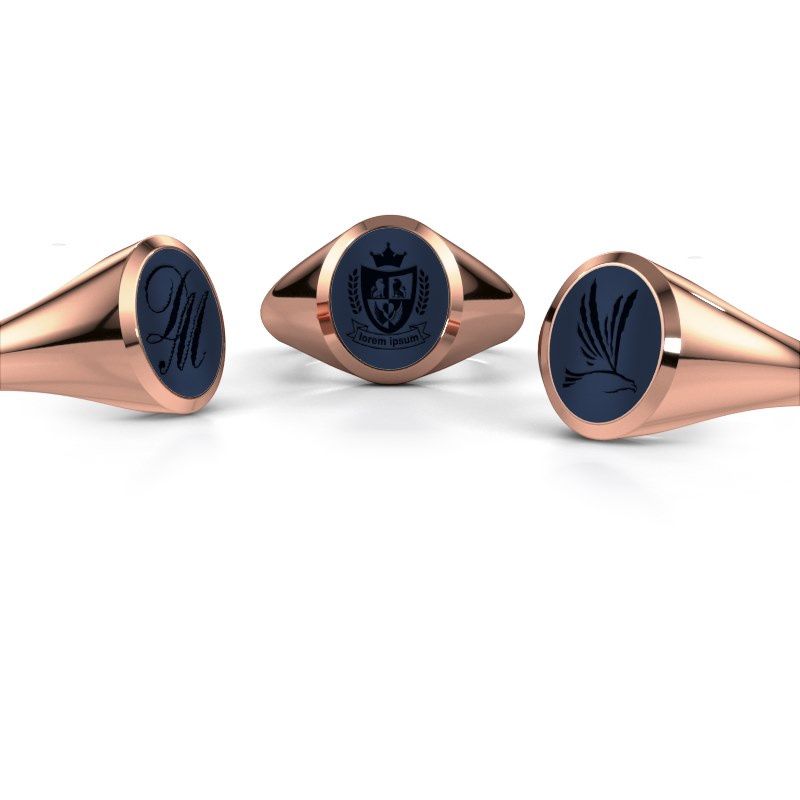 Afbeelding van Zegelring Herman 2<br/>585 rosé goud<br/>Donker blauw lagensteen 12x10 mm