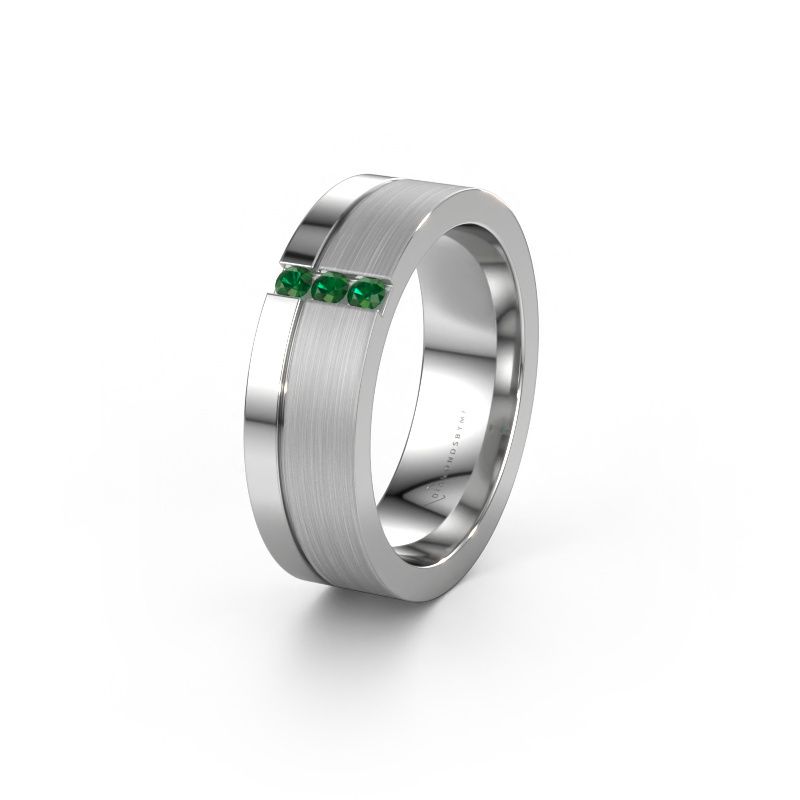 Trauring WH0327L16B 950 Platin Smaragd ±6x2 mm