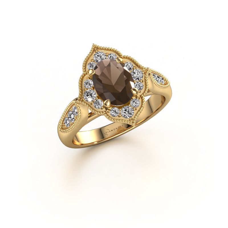 Verlovingsring Rosan 585 goud rookkwarts 8x6 mm