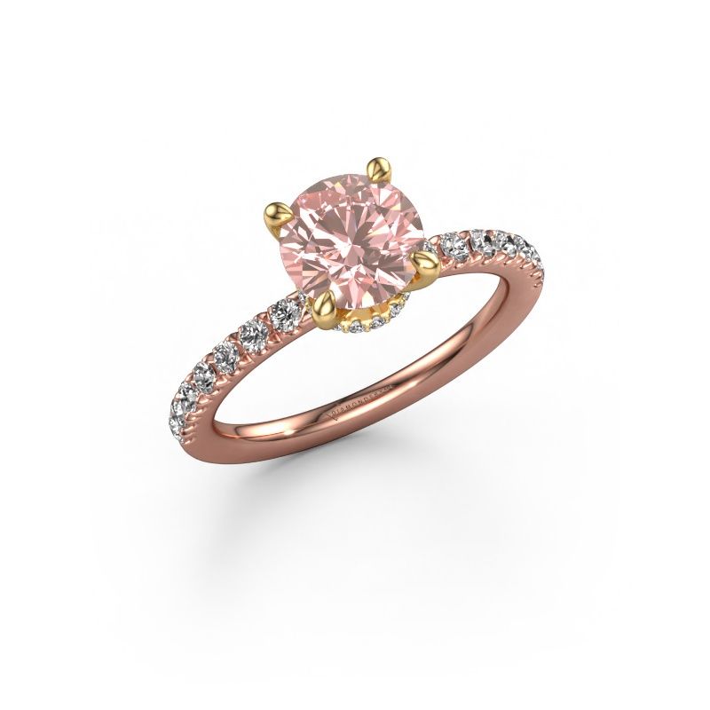 Engagement ring Crystal rnd 4 585 rose gold pink lab grown diamond 7 mm