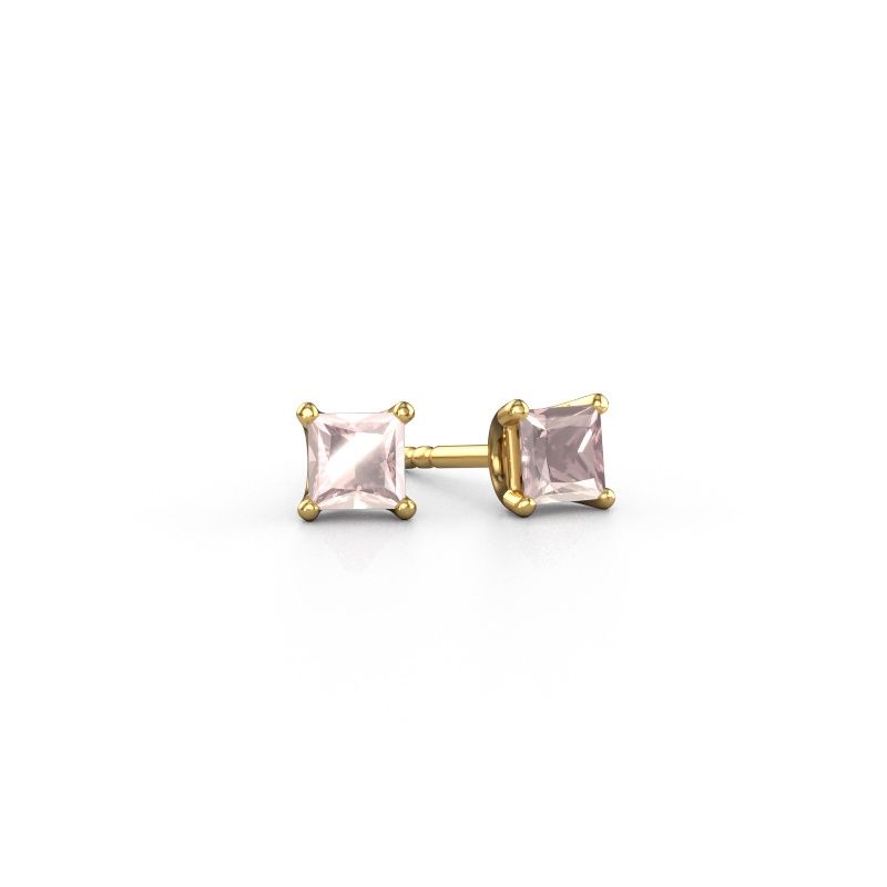 Stud earrings Sam SQR 585 gold morganite champagne 4 mm