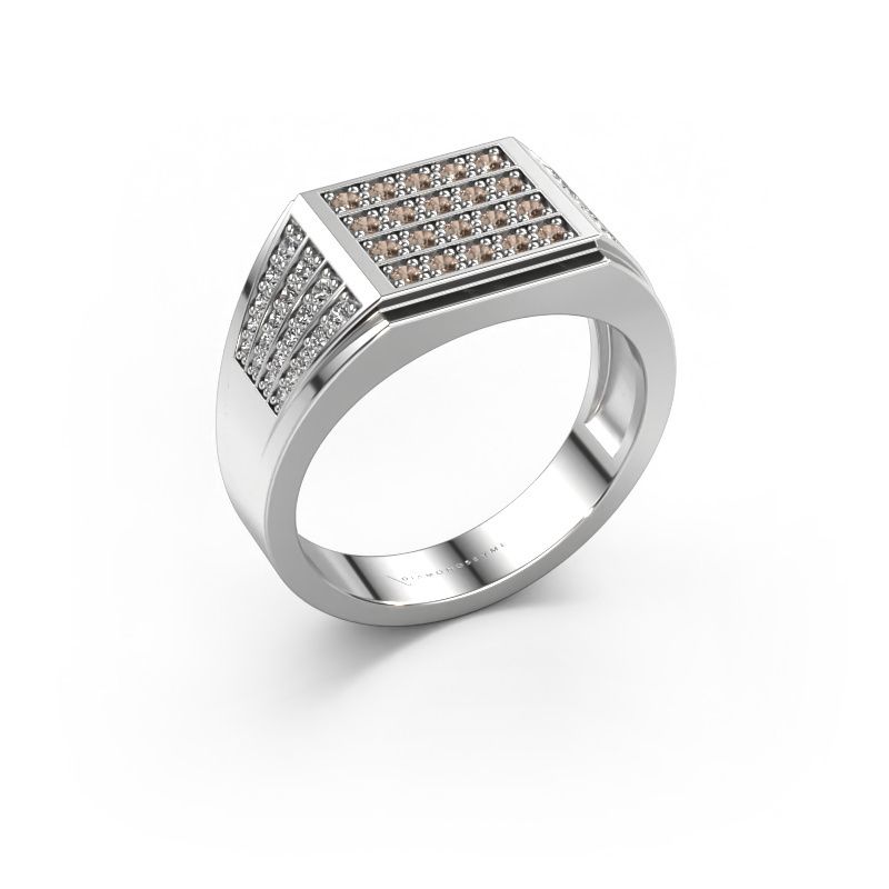 Herrenring Tim 585 Weißgold Braun Diamant 0.654 crt