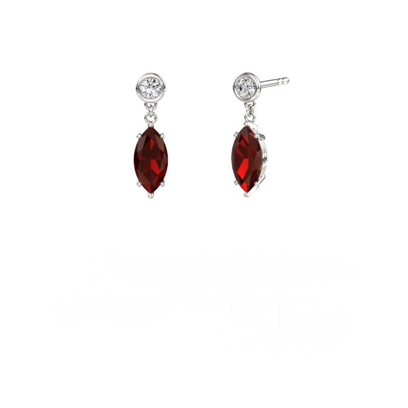 Pendants d'oreilles Lacey MRQ 950 platine grenat 10x5 mm