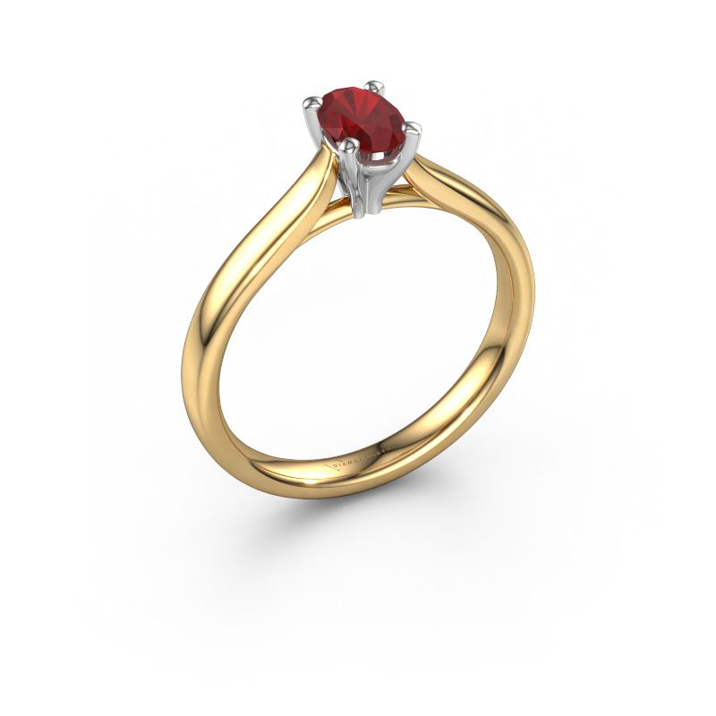Verlovingsring Mignon OVL 1 585 goud robijn 8x6 mm