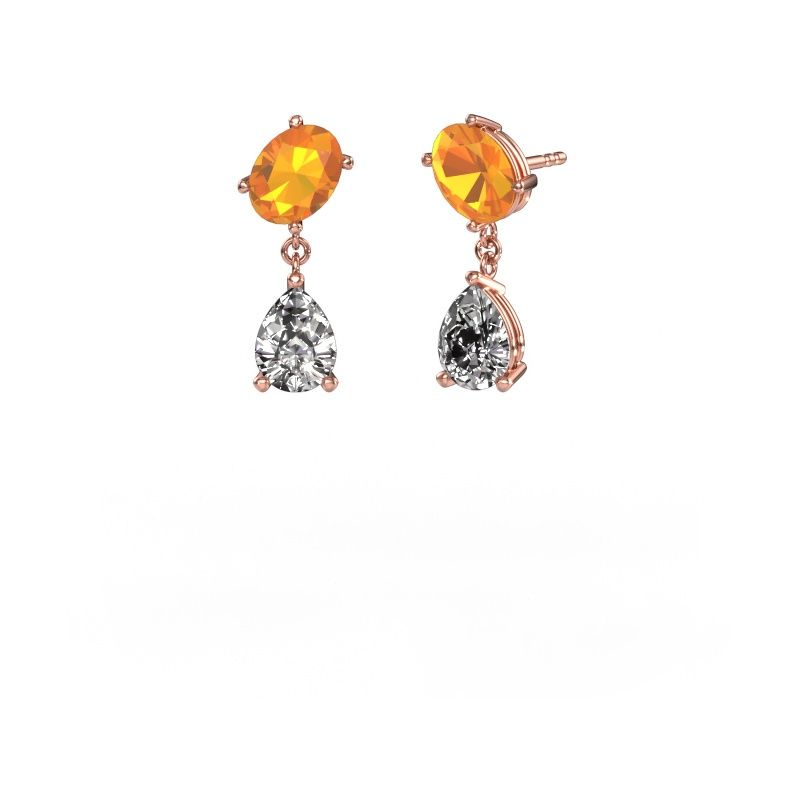 Boucles d'oreilles Toi et Moi OVL-PER 585 or rose citrine 8x6 mm