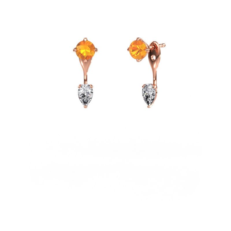 Drop earrings Kate RND-PER 585 rose gold citrin 5 mm