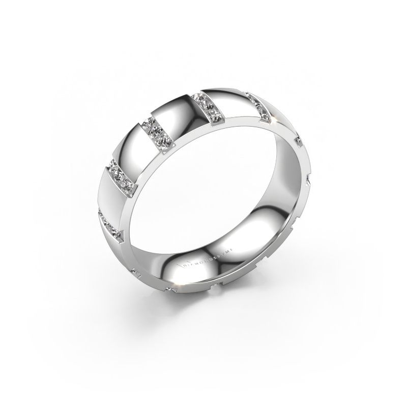 Bague de mariage Juul 585 or blanc diamant synthétique ±5 x 1,8 mm