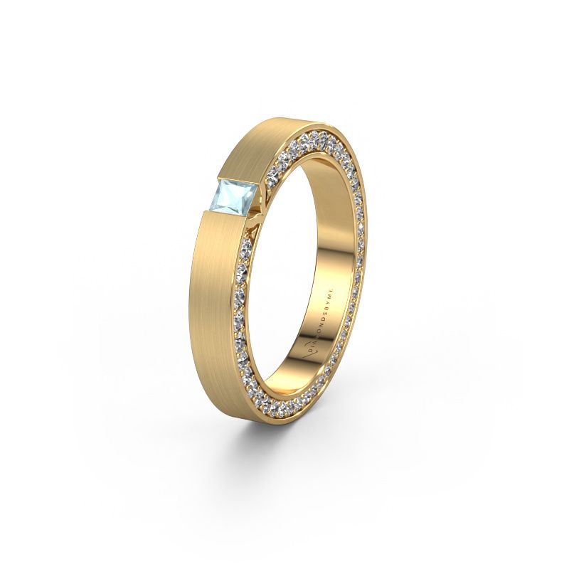 Wedding ring WH2140L14B 585 gold aquamarine ±3,5x2 mm