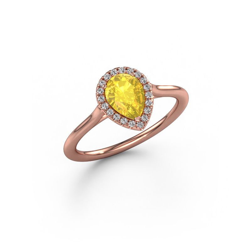 Verlobungsring Seline per 1 585 Roségold Gelb Saphir 7x5 mm