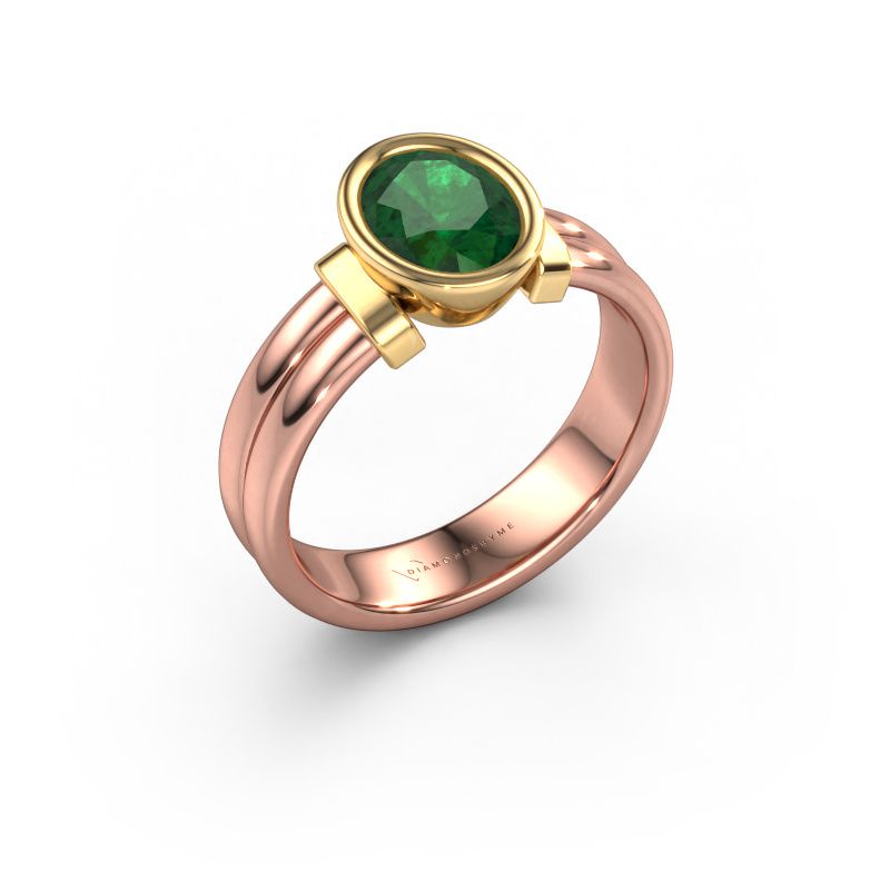 Ring Gerda 585 rose gold emerald 8x6 mm