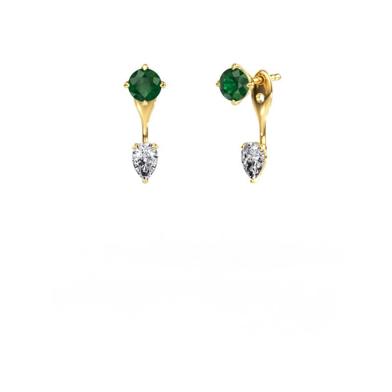 Pendants d'oreilles Kate RND-PER 585 or jaune emeraude 5 mm