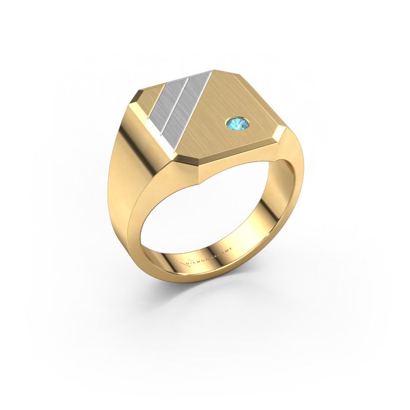 Signet ring Patrick 3 585 gold blue topaz 2.5 mm