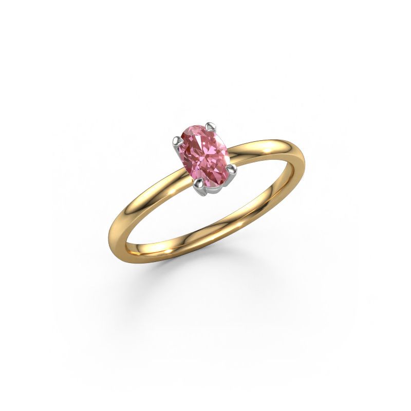 Engagement ring Lynelle 1 585 gold pink lab grown diamond 6x4 mm