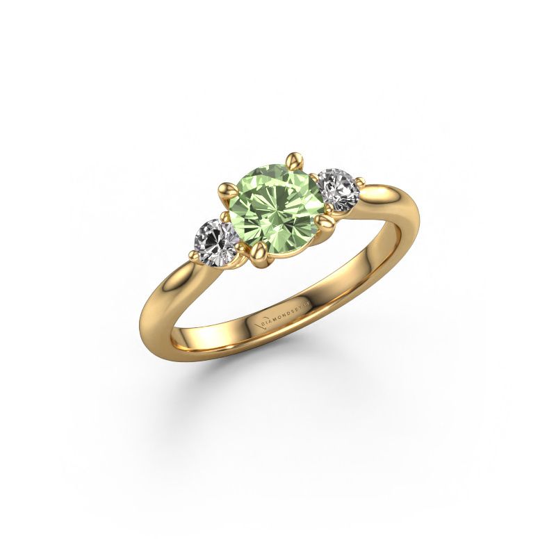 Engagement ring Lieselot RND 585 gold green lab grown diamond 6.5 mm
