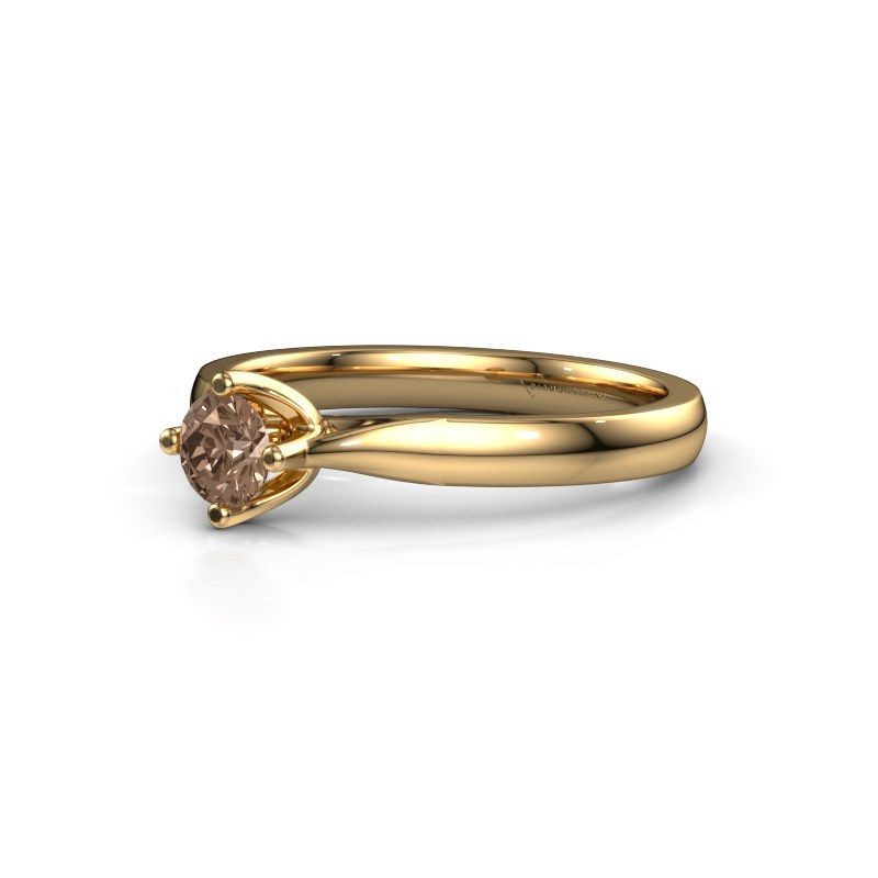 Image de Bague de fiançailles Eva 585 or jaune diamant brun 0.30 crt