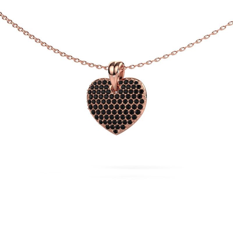 Anhänger Heart 5 585 Roségold Schwarz Diamant 0.48 crt