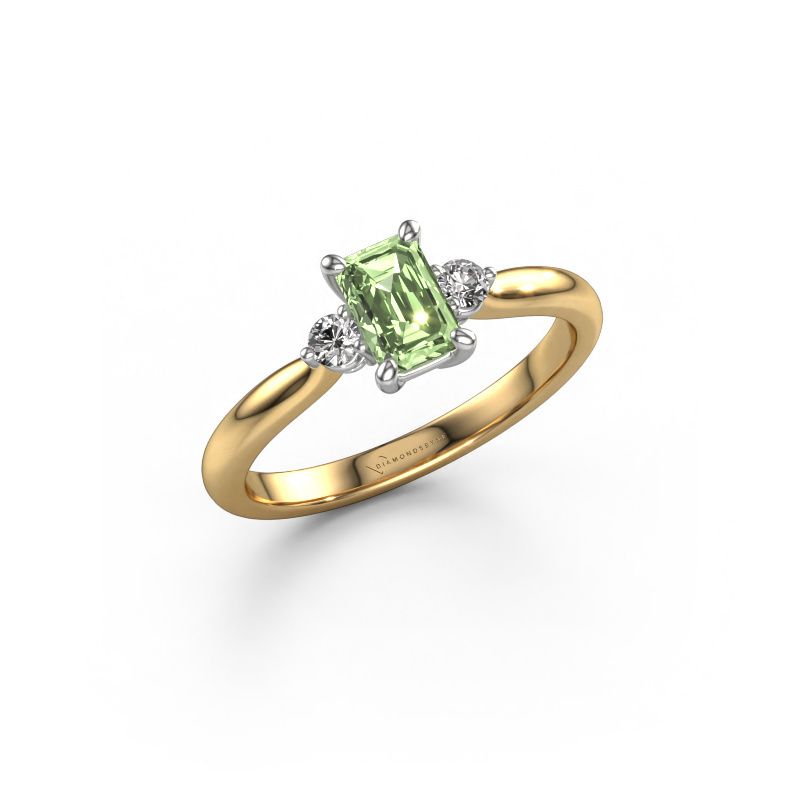 Engagement ring Lieselot EME 585 gold green lab grown diamond 6x4 mm