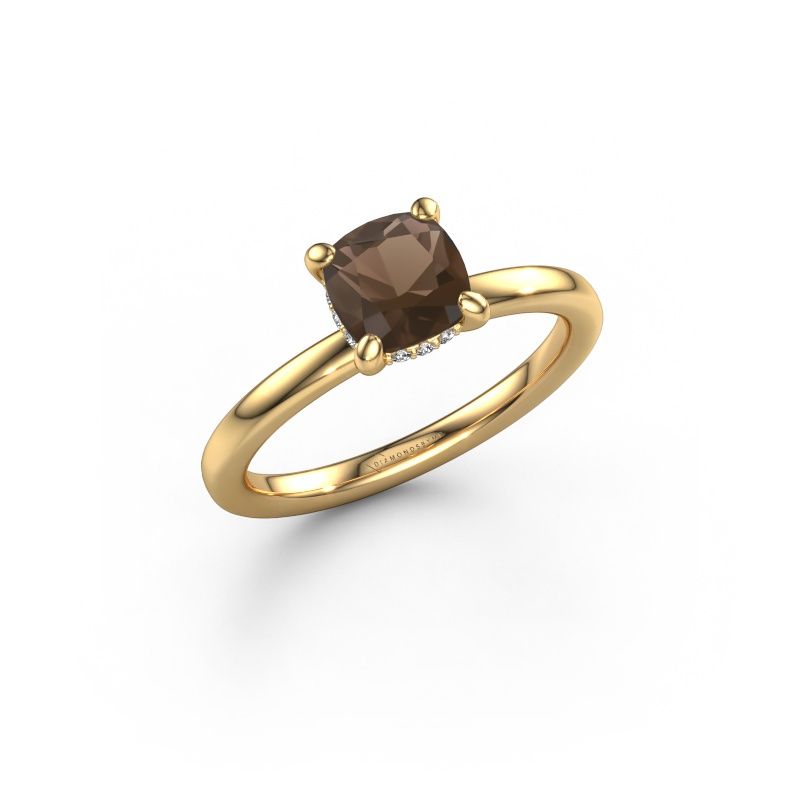 Engagement ring Simone CUS 2 585 gold smokey quartz 6 mm