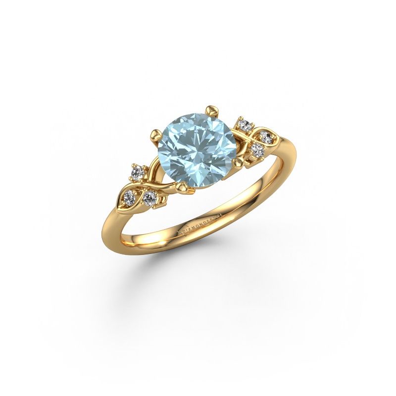 Engagement ring Azra RND 585 gold blue lab grown diamond 7 mm