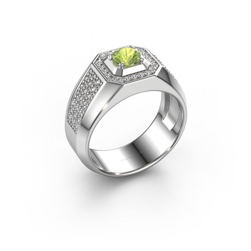 Heren ring Pavan 950 platina peridoot 5 mm