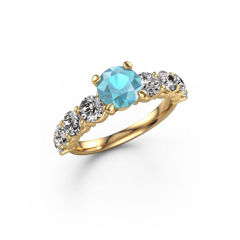 Bague de fiançailles Deja 585 or jaune topaze bleue 6.5 mm