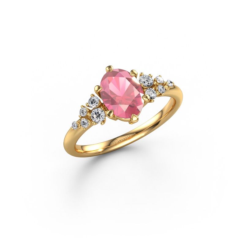 Engagement ring Royce OVL 585 gold tourmaline pink 8x6 mm