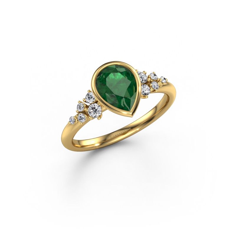 Engagement ring Aliyah PER 585 gold emerald 8x6 mm