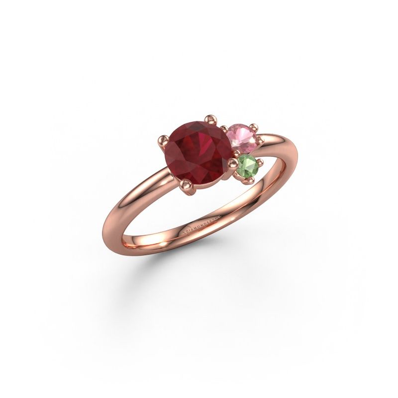Ring Anouk 585 rosé goud robijn 6 mm