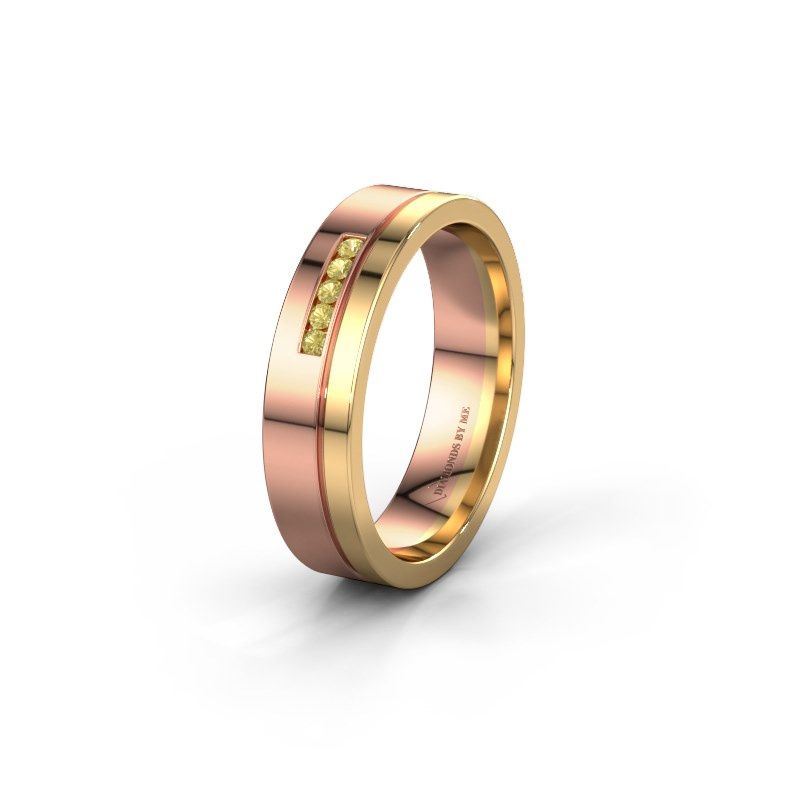 Image of Wedding ring WH0307L15AP<br/>585 rose gold ±5x1.7 mm<br/>Yellow sapphire