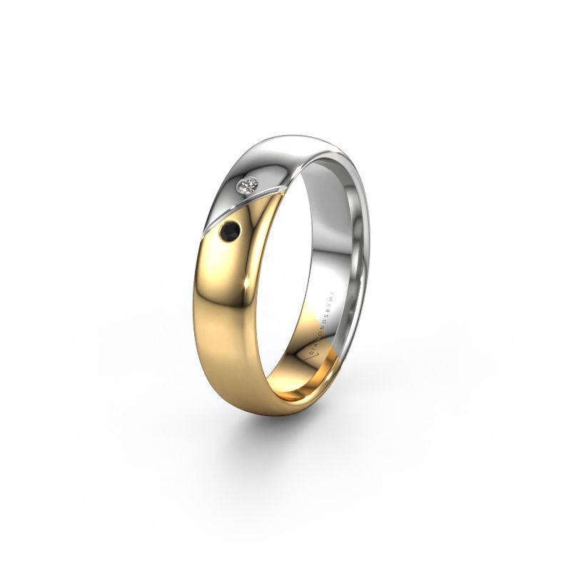 Trouwring WH1201L35AP 585 goud zwarte diamant ±5x1.7 mm