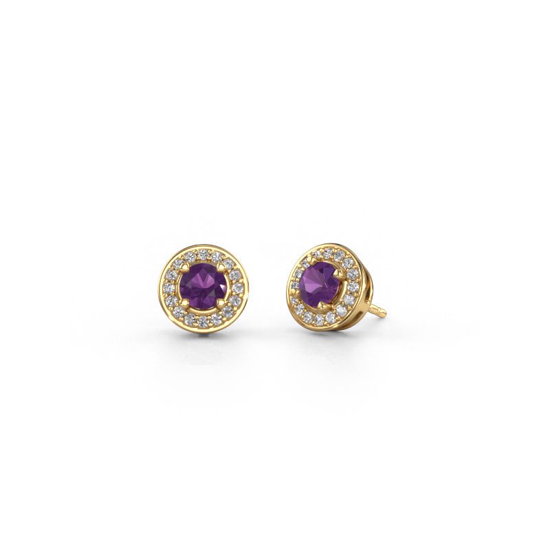Clous d'oreilles Agaat 585 or jaune améthyste 5 mm