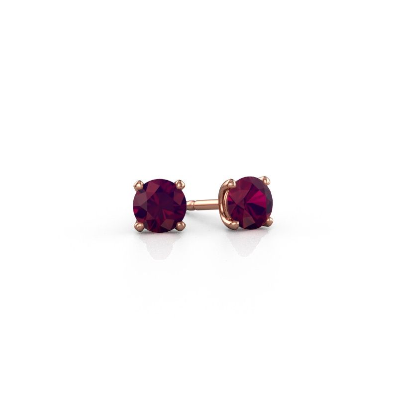Clous d'oreilles Sam RND 585 or rose rhodolite 5 mm
