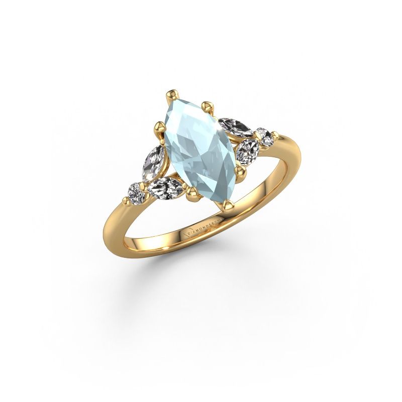 Verlovingsring Megan MRQ 585 goud aquamarijn 11x5.5 mm
