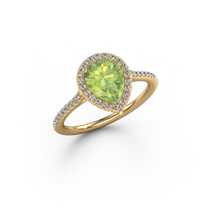 Verlovingsring Seline per 2 585 goud peridoot 8x6 mm