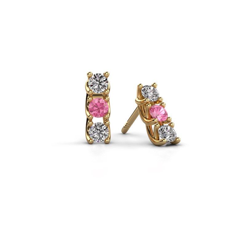 Image of Earrings Fenna 585 gold pink sapphire 3 mm