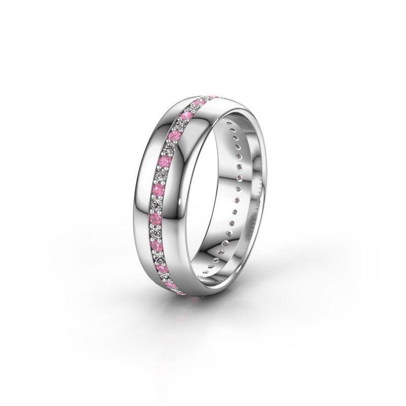 Image of Wedding ring WH0203L36AP<br/>950 platinum ±6x1.7 mm<br/>Pink sapphire
